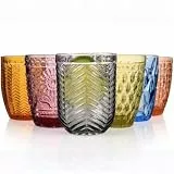 Sänger Trinkgläser Set Porto 6 teiliges Gläser Set für 6 Personen aus Glas, Wasserglas, Mehrfarbig, einzigartiger Schliff, Alltag, Familienessen, Büro, Outdoor Saftgläser Set | 310 ml