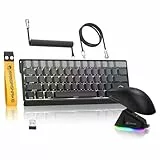 MAMBASNAKE x Attack Shark X60HE Rapid Trigger Kabellose Tastatur & X11 Gaming-Maus mit 8K-Spiralkabel, QWERTY RGB-Tastatur mit 0,01mm RT Magnetschalter, 22K-DPI-PixArt-PAW3311-Sensor Maus - Grau