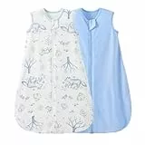 Duomiaomiao Baby Schlafsack 2er Pack 1.0 Tog Schlafsack, Baby Schlafsack 100% Baumwolle ganzjährig Babytragbare Decke unisex Kleinkind Neugeborener Schlafsack 0-6 Monate, Hase und Fuchs