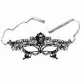 Oblique Unique® Venezianische Maske für Damen Schwarz - Elegante Spitzenmaske für Maskenball Halloween Karneval Kostümball - Geheimnisvolle Augenmaske Ballmaske Gesicht Maske Einheitsgröße - Model 2