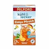 Milford kühl & lecker Eistee Pfirsich | Ohne Kalorien | Ohne Zucker | Laktosefrei | Glutenfrei | Vegan | 20 Teebeutel | 50 g