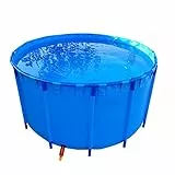 Stahlrahmenbecken, Rund Leinwand Fischteich Pool Mit Metallhalterung Regenfass Kinderbecken Fischbecken Zur Zucht Von Koi Landwirtschaft, Farbe : Blau, Größe : 1.2X0.8M/900L
