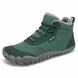 SAGUARO Barfußschuhe Winter Herren Winterschuhe Damen Gefüttert Winterstiefel Warm Barfusschuhe Wasserabweisend Schneestiefel Outdoor Winterboots Dunkelgrün,EU GR.40