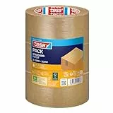 tesa tesapack standard paper - Paketklebeband aus Papier - 56 Prozent erneuerbare Materialien - handeinreißbares Klebenband für leichte Pakete - Braun - 3 x 50 m x 50 mm