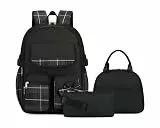 Ternbay Schulrucksack Set für Mädchen Büchertasche für Studenten Schulranzen Set Schwarz