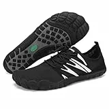 SAGUARO Barfußschuhe Herren Schnell Trocknend Wasserschuhe Leicht Atmungsaktive Badeschuhe Männer rutschfest Barfussschuhe, Schwarz, 43 EU