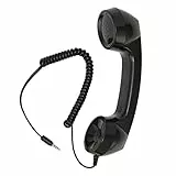 Retro 3,5-mm-Telefonhörer, Multifunktionaler, Strahlungsfreier Handtelefonempfänger, One-Touch-Bedienung für Handy-Computer (Schwarz)