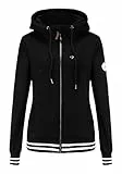 TrendiMax Damen Sweatjacke Kapuzenpullover Zip Hoodie Kapuzenjacke Winter Sweatshirt Jacke, Schwarz-Uni, XXL