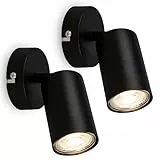 BRILONER - 2er Set Wandleuchten innen schwenkbar, GU10 Fassung, max. 9 W, Leselampe, Wohnzimmerlampe, Lampe, Wandlampe, Küchenlampe, Flurlampe, Schlafzimmer, Wandbeleuchtung, 8x15,5 cm, Schwarz