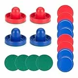 Air Hockey Pushers, 4 Stück 95mm Air Hockey Tisch Filzschieber mit 8 Stück Pucks für Ersatz Pucks Tischhammer Torhüter für Tabellen Spiel, Ersatzzubehör für Spieltische