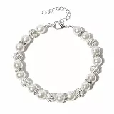 RayMinsino Süßes Halsband mit Perlen und Diamanten, verstellbar, für Katzen und Hunde
