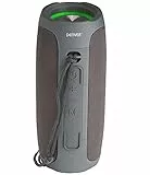 Denver BTV-220GREY Tragbarer Bluetooth-Lautsprecher, wiederaufladbarer Akku 2400 mAh, USB, AUX-Eingang, Freisprecheinrichtung, Lautstärke: 16 W, Lichter