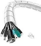 shinfly 2 x 1.5m Kabelschlauch Selbstschließend Weiß, Durchmesser 16mm/22mm Flexibel Kabelkanal mit 1 Drahtführungsclip, Kabelschutz Kabelmanagement für TV Computer - Weiß