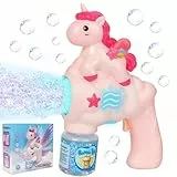 Jovicos Seifenblasenpistole Kinder Seifenblasenmaschine, LED-Licht Einhorn Seifenblasen Machin 10000+ Blasen/Minute mit 100ML Seifenblasenlösung, Automatische Bubble Maker Geschenk für Kinder