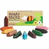 Honeysticks Dreieckige Wachsmalstifte (10er-Pack) - Wachsmalstifte Ab 1 Jahr, Baby Malstifte aus Bienenwachs, Dreieckige Form, Leicht zu Greifen, Ungiftig, Umweltschonend, Handgemacht aus Neuseeland