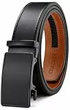 CHAOREN Automatik Gürtel Herren, Buckley Ledergürtel Ratsche Automatikschließe für Herren Business Anzug, 35mm Breit Gürtel Ohne Löcher, Größe Angepasst - Schwarz