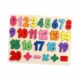 Pegciuho Holzpuzzle für Kinder, Lernspiel, Zuordnungsspiel, Förderung Der Feinmotorik, Geeignet für Jungen, 1 bis 20 Zahlen