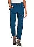 baleaf Damen Outdoorhose Wanderhose Wasserdicht Schnelltrocknend Leicht Trekkinghose Capris UV Schutz UPF 50 Funktionshose mit Reißverschlusstasche Regular Version Marineblau M