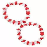 TOYANDONA 2 Stück Blumenkette im Hawaiianischen Stil aus Stoff in Rot Bequeme Hawaii Girlande zur Beach Party Dekoration und Nationalfeiertag Feier mit Lebendigen Farben