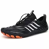 Teechodina Unisex Traillaufschuhe Herren Damen Wanderschuhe Barfußschuhe Laufschuhe Knit Sneaker Fitnessschuhe Fivefinger Zehenschuhe, Schwarz-B, 43