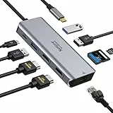 USB C Docking Station, SELORE 9 in 1 USB C Hub 2 HDMI Dual Monitor,Gigabit Ethernet, USB 3.0&USB 2.0, 100W PD, SD/TF,kompatibel für MacBook Pro,MacBook Huawei,Dell XPS Tablette Type C usw