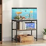 MAHANCRIS Aquariumständer, 30 L Aquarium Unterschrank, Aquariumregal, 2-stöckiger Aquarium Tisch, Fischtankständer mit Ablage, 272 kg belastbar, 76 x 30 x 62 cm, Vintagebraun und Schwarz AFTHR3001
