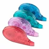 Amazon Basics White Out Korrekturband mit Spender, 4 Stück, einfach zu bedienen, 12 m, 9 x 4,8 x 1,6 cm, Grün, Lila, Rot, Blau