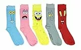 Hyp Spongebob Squarepants Characters Herren Crew Socken 5 Paar Pack, Mehrfarbig/Meereswellen (Ocean Tides), 37.5-46 EU