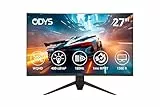 ODYS Q27 PRO-X - Curved Gaming Monitor 27 Zoll (69 cm), 180 Hz, WQHD (2.560x1.440 px), 1ms Reaktionszeit (MPRT), HDR, 1500R, FreeSync/G-Sync kompatibel, Eye Care, HDMI, Display Port, 3,5mm Audio