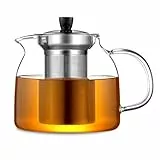 ecooe 1000ml Teekanne Glas Teebereiter mit Abnehmbare Edelstahl-Sieb Glaskanne