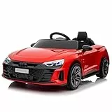 LEADZM Elektro Kinderauto mit Musik & Hupe & Scheinwerfer, 12V Kinder Elektroauto Kinderfahrzeug mit 2,4G Fernbedienung, 3-5km/h für Kinder (Rot)