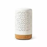 Earnest Living Aroma Diffuser für Ätherische Öle 100 ml - Weißer Keramik Raumduft Duftöl Diffuser - Elektrische Duftlampe, Luftbefeuchter, Nachttischlampe - 7 Lichtfarben, Timer, Abschaltautomatik