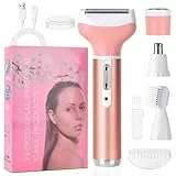 ACWOO Elektrischer Rasierer für Frauen, Elektrischer Rasierer Damen, 4-In-1Nass- und Trockenrasierer, Schmerzlos Epilierer für Bikinizone Achseln Beinen Armen und Gesicht, USB-Aufladung, Wasserdichte