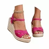 Saisonale Sandalen Mit Espadrille-Knöchelriemen Breiter Zehenöffnung Plateau-Sandalen Mit Absatz Für Sommerlichen Komfort (Rd3 43)