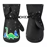 MoKo Kinder Skihandschuhe, Winddicht Wasserdicht Winterhandschue Warm Fäustlinge Sport Handschuhe für Skifahren Radfahren Snowboarden Outdoor-Aktivitäten für Jungen Mädchen von 1-3 Jahren - Schwarz