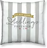 Sheepworld H:PPY Life Kissen Motiv Lieblingsfreundin | Zierkissen, Baumwolle, 30 cm x 30 cm | Kissen Freundin | 44939