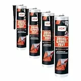 MEM Ziegel- und Firstfest, Lösemittelfreier Bitumenkaltklebestoff, Besonders hohe Klebkraft, Für Schindeln und Bitumen-Dachbahnen, Dunkelbraun, 445 g (Packung mit 4)