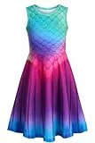 AIDEAONE Mädchen Kleider Meerjungfrau Ärmelloses Sommerkleid Niedlich A-Linie Kleid 6-7 Jahre (M)