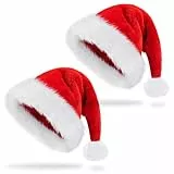 benpen 2 Stück Weihnachtsmütze Kinder Nikolausmütze Kinder Plüsch Weihnachtsmann mütze Rote Santa Mütze Bequemes Dicker Klassischer Nikolaus Mütze aus Samt für festliche Partys im neuen Jahr