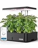 iDOO Hydroponic System, Smart Garden, Hydroponik, WiFi Hydroponisches Anzuchtsystem, mit LED-Pflanzenlampe, Ventilator, Automatisch Timer, Indoor Kräutergarten Kit, Höhenverstellbares, 12 Pods