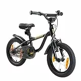 Löwenrad Kinderfahrrad für Jungen und Mädchen ab 3-4 Jahre | 14 Zoll Kinderrad mit Bremse | Fahrrad für Kinder | Schwarz