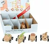 small foot 10835, 8er Rückziehtiere natürlichem Holz, 4er Set in praktischem Verkaufsdisplay, Igel, Schildkröte, Frosch und Krokodil, mit Rückzieh-Motor und gummierten Reifen
