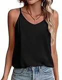 Zeagoo Sommer Top Damen Basic Casaul Spaghetti Top V-Ausschnitt Trägertop Elegant Loose Tank Top Schwarz L