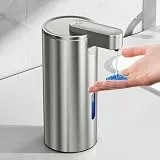 Fantictas Automatischer Seifenspender, berührungslos, Edelstahl 11,5 oz, 3-stufig Einstellbarer Handseifenspender mit wiederaufladbarer Sensorpumpe für Küchen- und Baderaumflüssigseife