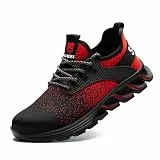 SUADEX Sicherheitsschuhe Arbeitsschuhe Herren Damen Leicht Arbeitsschutzschuhe Stahlkappenschuhe Atmungsaktiv mit Stahlkappe Rot 44 EU