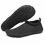 Mishansha Badeschuhe Herren Damen Wasserschuhe rutschfeste Schwimmschuhe Schnelltrocknende Aquaschuhe Strandschuhe Neoprenschuhe für Meer Steinstrand Schwarz,Gr.38