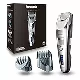 Panasonic ER-SC60-S803 Haarschneider für Männer, tragbarer, kabelloser, wasserdichter Trimmer, fortschrittliche Klingen, 39 Längen, 2 Aufsätze, kabellos & kabelgebunden, Ladestation, Silber