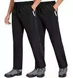 2er-Pack Herren Wanderhosen Leichte wasserabweisend Jogginghose Innennaht 30'' Outdoor Trekkinghose mit Reißverschlusstaschen Schwarz/Schwarz 2P-15-L