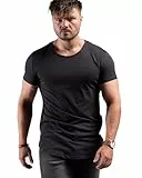 ATHLETIC AESTHETICS Longline T-Shirt (Stealth, L) - Sport und Freizeit Tshirt für Herren - Bequemes & hochwertiges Kurzarm Shirt mit Rundhals & langem Schnitt - Auch für Training, Fitness und Gym