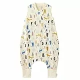 Duomiaomiao Schlafsack mit füßen, Sommerschlafsack mit füßen,100% Baumwolle Schlafsack Baby,Sommerschlafsack Baby 0.5 tog mit Doppelreißverschluss, schweißableitend und atmungsaktiv